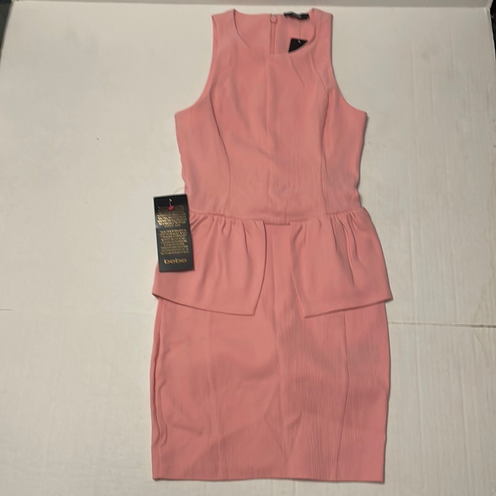 Bebe Newton Peplum Crepe Dress